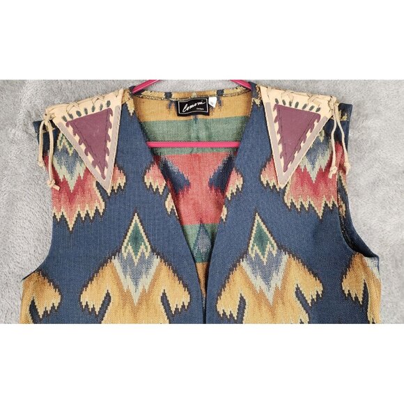 Comoni Designs Womens Small Navajo Tapestry Leather Southwestern Vintage Top - Picture 6 of 7